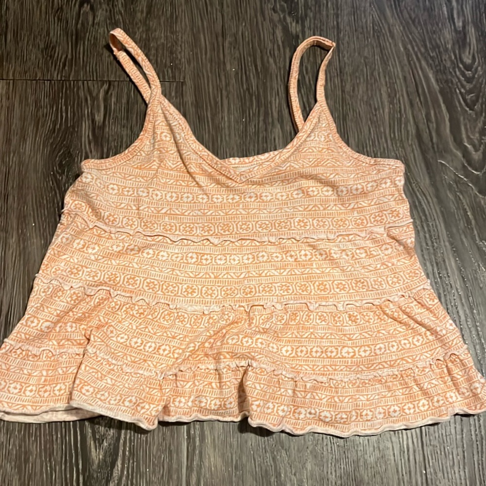 Orange and white print American Eagle shirt